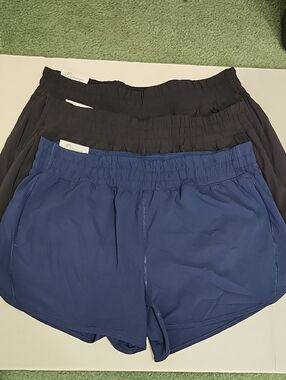 3 Piece Pull-On Shorts Activewear Pockets Stretch Waist Workout Gym Walk New